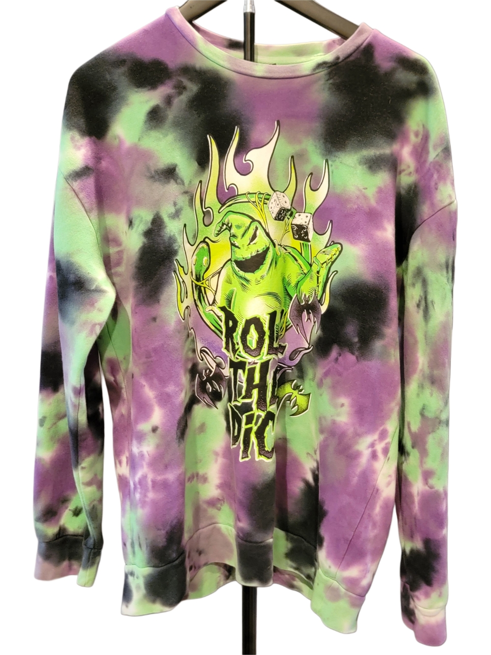 Tie-Dye Graphic Crewneck Sweatshirt - Green & Purple